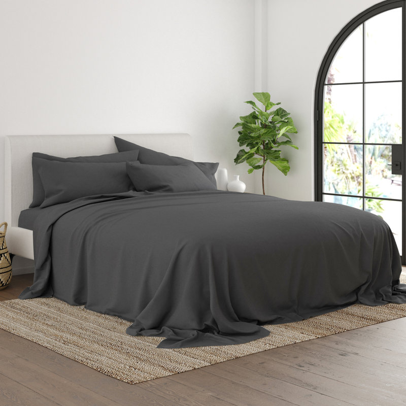 Ultra-Soft Double Brushed 6 Piece Sheet Set – Deep Pocket, Wrinkle Resistant, Fade Resistant Bedding, Gray