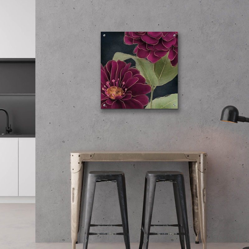 Art mural en verre épique «Bourgogne Bourgogne 2» par Heidi Kuntz, 24 po x 24 po, H 24 po x l 24 po
