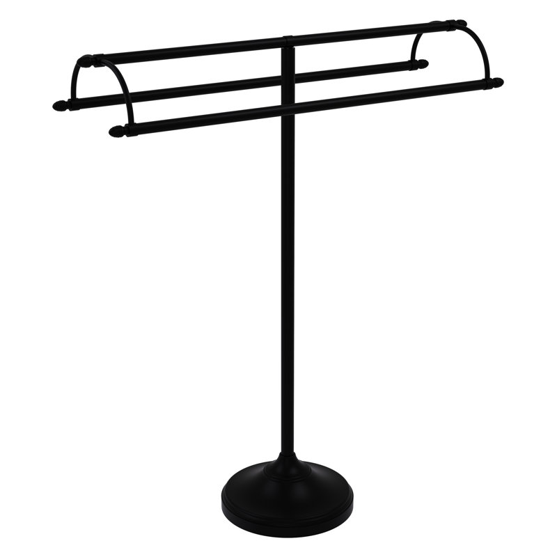 Porte-serviettes sur pied à double accoudoirs, Noir mat