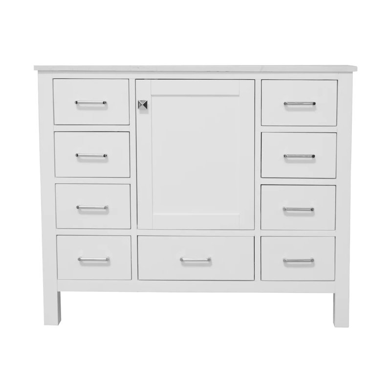 Ensemble de meuble-lavabo simple 42 po Claudett, Blanc, Carrare d'ingénierie