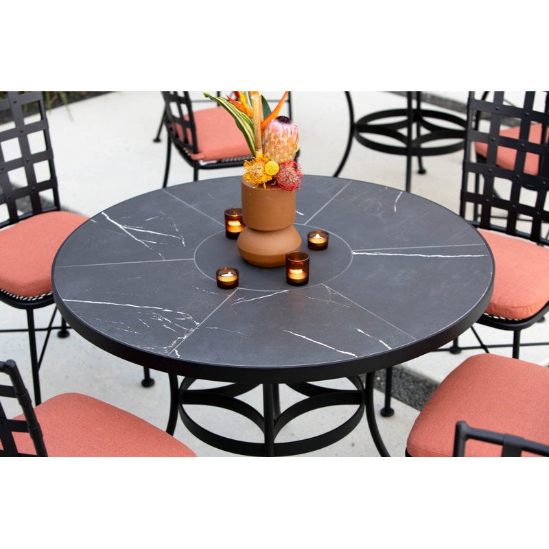 Outdoor Round Dining Table, 42" W x 42" L x 29.5" H, Canyon Taupe, Graphite