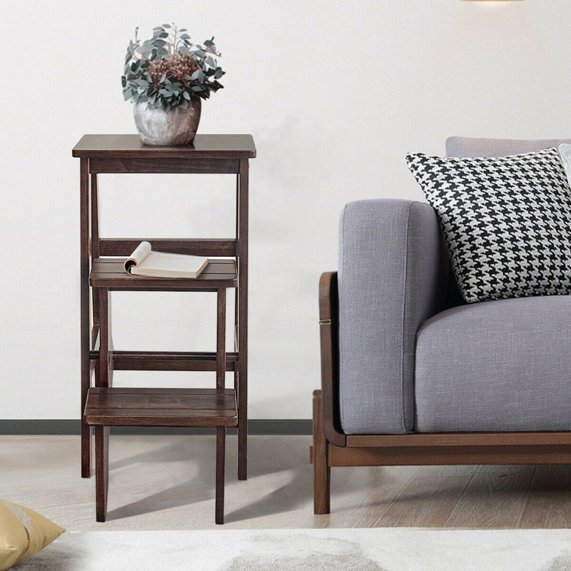 Counter Stool with Solid Wood Frame, Brown
