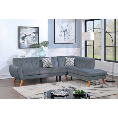 Canapé modulaire contemporain en velours gris foncé de 2 pièces