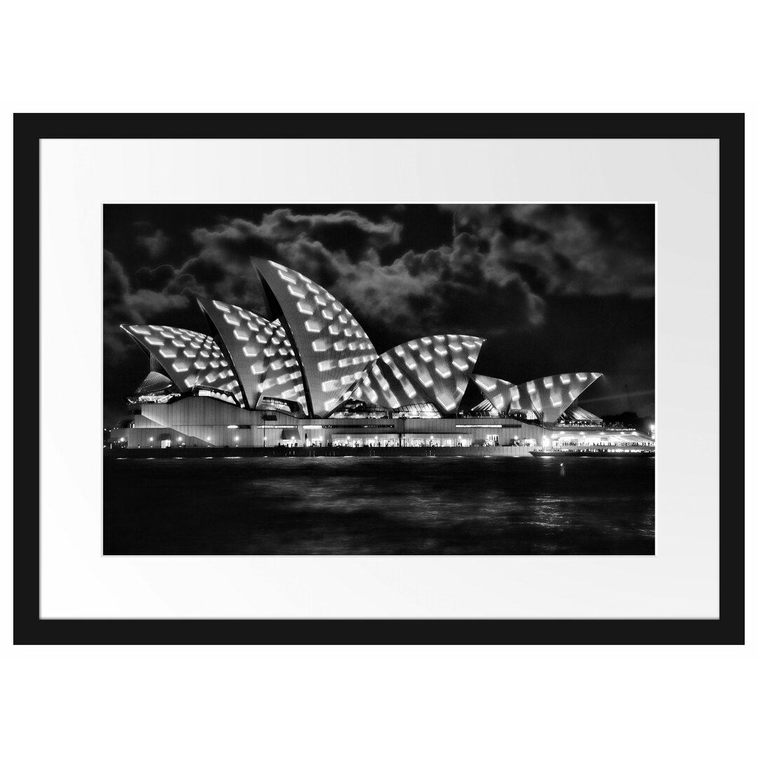 Gerahmtes Poster Sydney Opera House bei Nacht