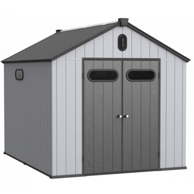 8Ft Resin Plastic Storage Shed For Backyard Garden Big Spire Tool Storage