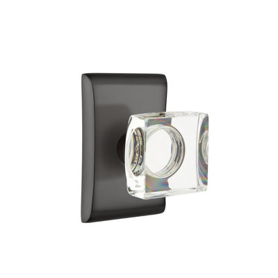 Emtek Passage Knobset w/ Neos Rosette and Modern Square Glass Knob