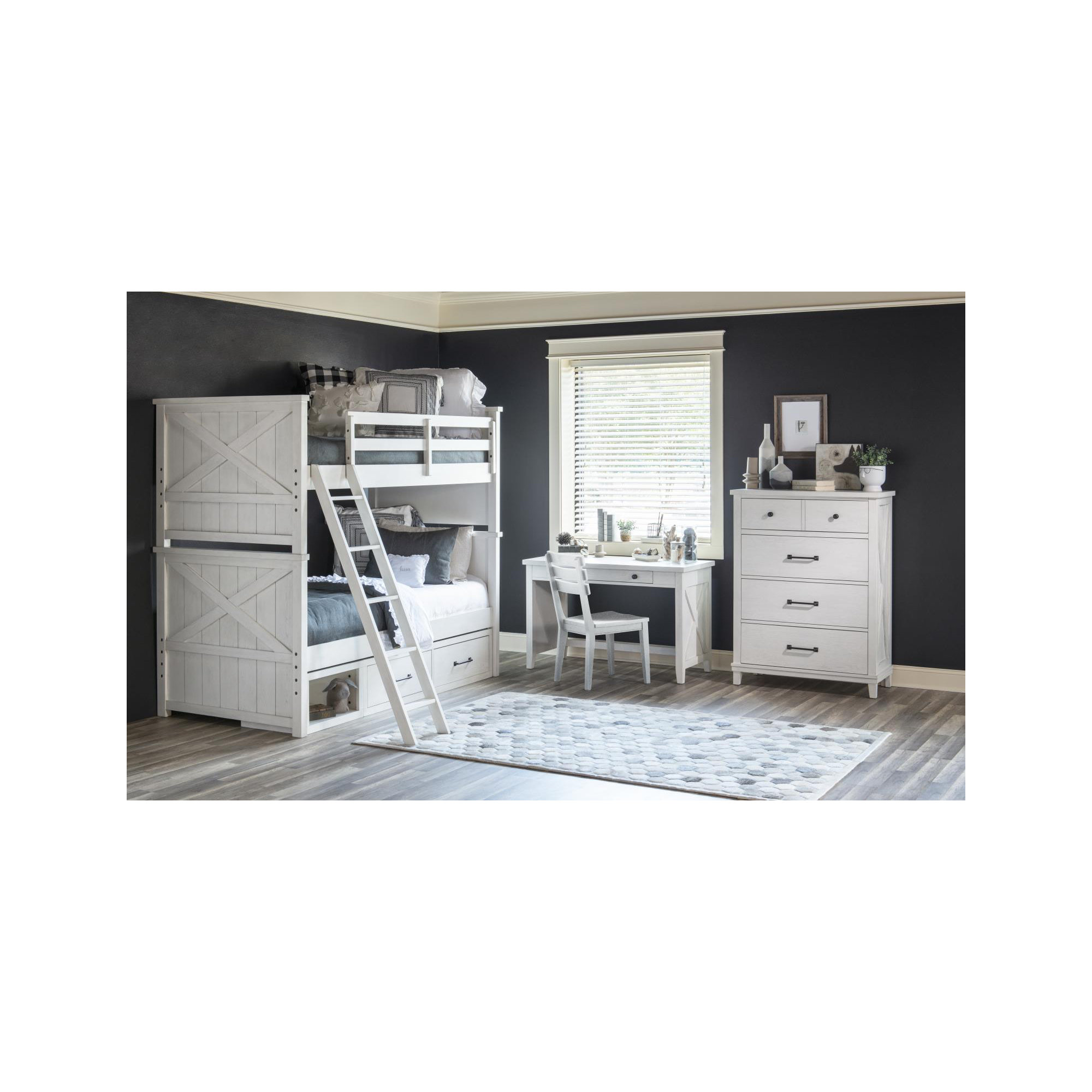 COMPLETE BUNK BED, Twin Over Twin, Black
