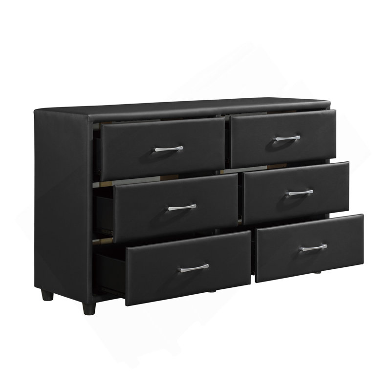 Commode au design contemporain en similicuir 1 pièce 6 tiroirs 6X