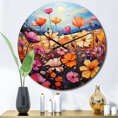 Purple Yellow Wildflowers Symphony - Wildflowers Wall Clock