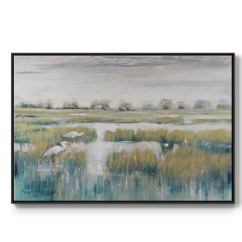 Marshland View V, reproduction d'art sur toile, Cadre noir, H 27 po x l 41 po x P 2 po