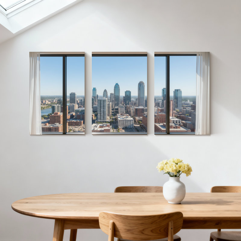 Ensemble de 3 impressions d'art sur toile, paysages et paysages urbains, H 18 po x l 36 po