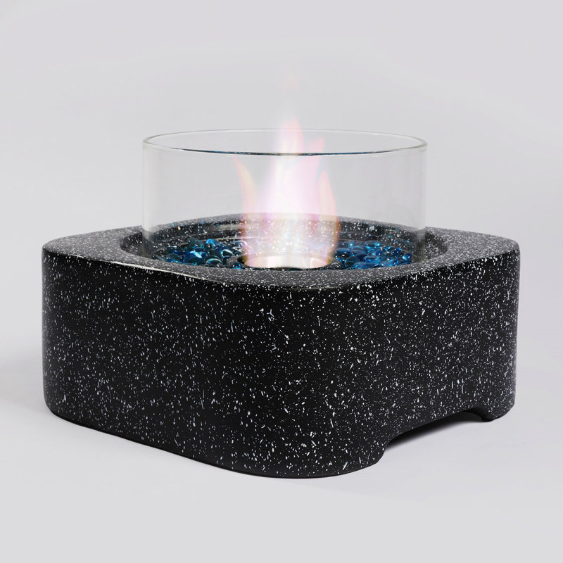 Tabletop Fire Pit With Glass Wind Guard