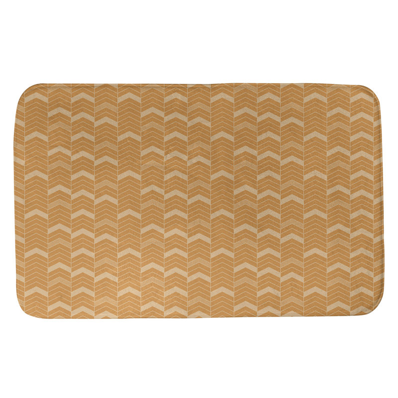 Tapis pour salle de bain lineed chevrons Stephenie, l 21 po x L 34 po, Orange / beige