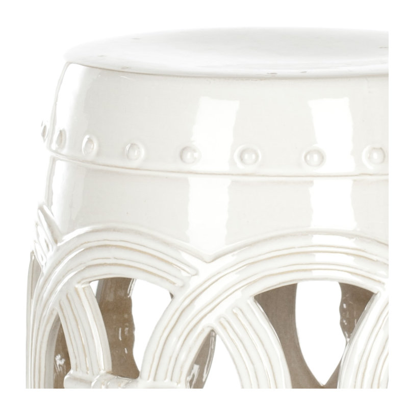 Tabouret de jardin en céramique Bartlesville, Blanc antique