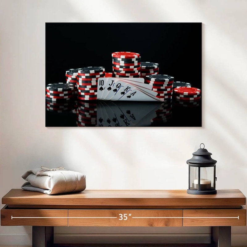 Poker sur toile, H 16 po x l 24 po x P 1,25 po
