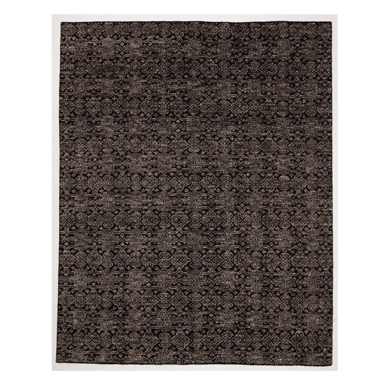 Handmade Cotton and Silk Geometric Area Rug