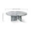 Table basse ronde en marbre gris classique avec base sculpturale en acier, 27,6 pouces de diamètre, élégance en pierre naturelle pour le salon