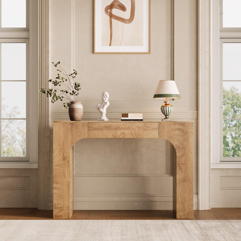 Console de 47 po de long avec tiroir, table de canapé rectangulaire en bois derrière le canapé, tables de couloir de maison de ferme de style industriel