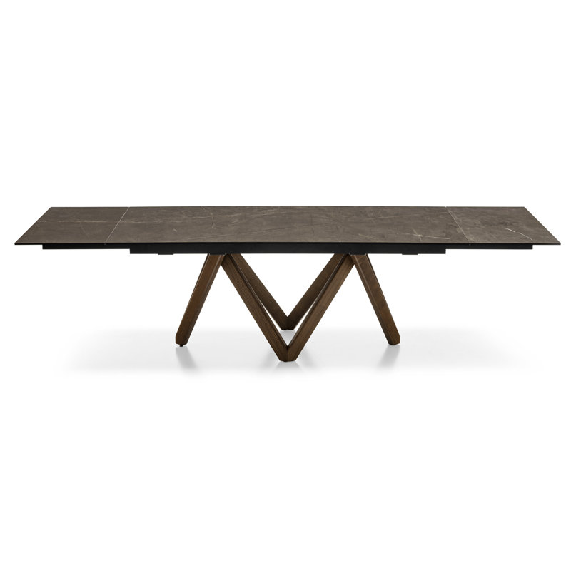 Cartesio Extendable Tables, 29.63"H x 78.75"L x 39.38"W, Golden Statuary Marble, Smoke