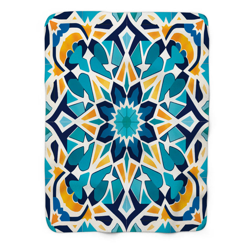 Moroccan Inspirations - Couverture sherpa de qualité supérieure 1 pièce, Grand lit