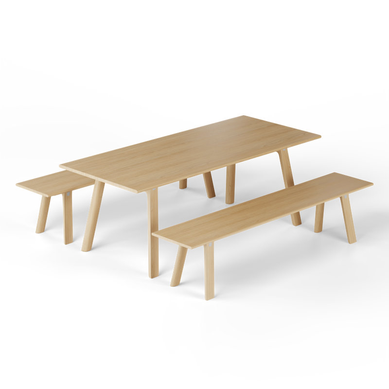 T & B Solid Wood Dining Bench, Gray