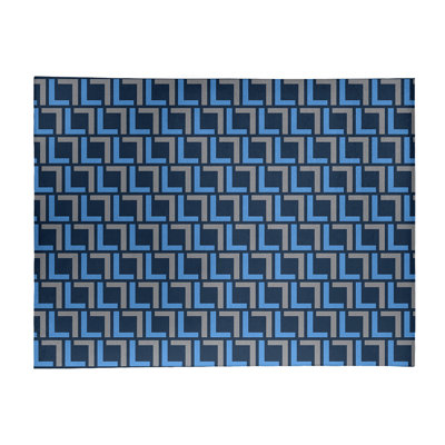 Tapis géométrique bleu marine / gris / bleu