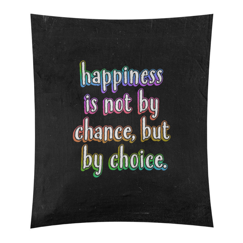 Tapisserie tableau noir en polyester citation de bonheur, H 80 po x l 68 po, Arc-en-ciel