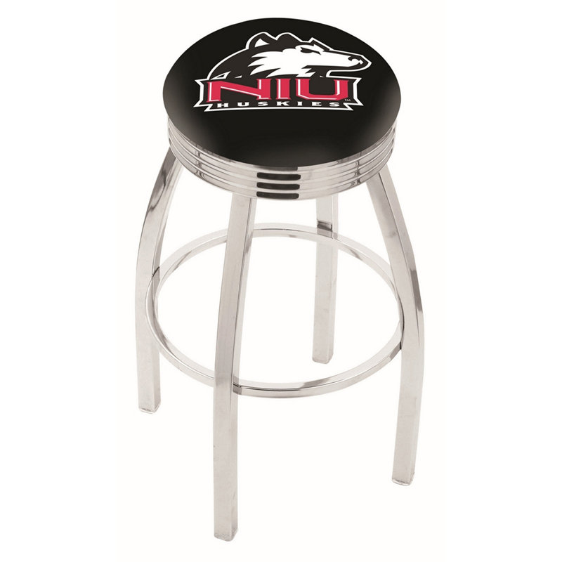 Tabouret de bar Logo Series, Tabouret de bar d'une hauteur de siège de 30 po, Noir soudé uni, Université de Northern Illinois