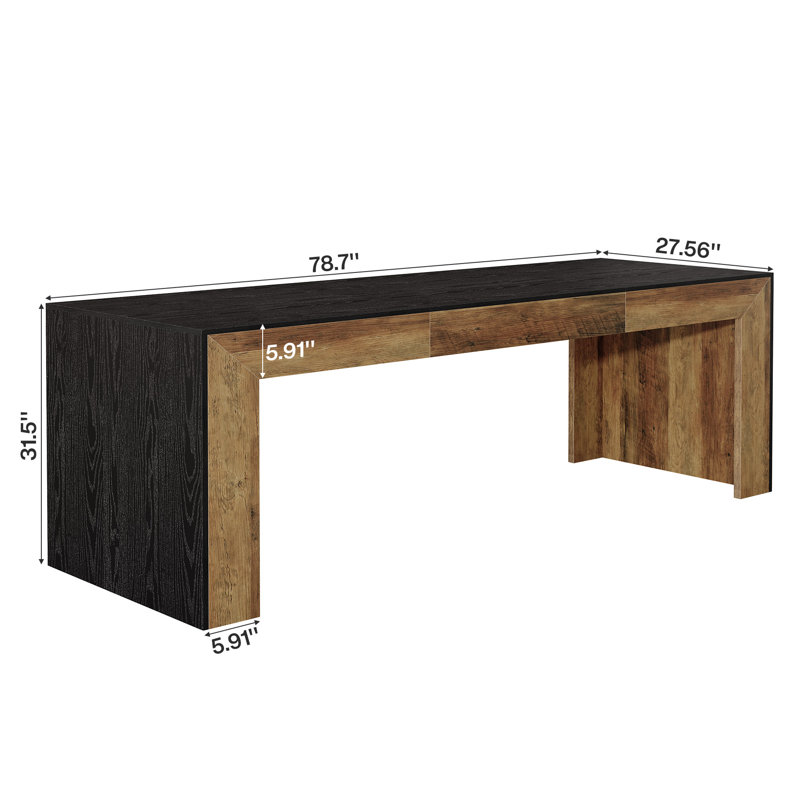 78.7cm Rectangle Conference Table, Black/Vintage Brown
