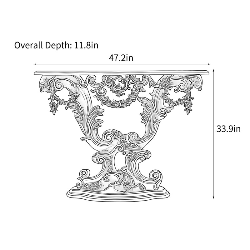 Console luxueuse de style européen, Doré