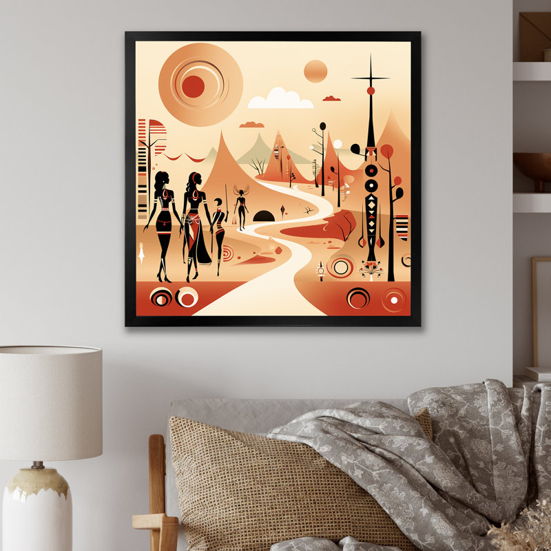 Art mural beige africain San Bushmen Odyssey I - Meercat, Cadre simple noir, H 36 po x l 36 po x P 1,5 po