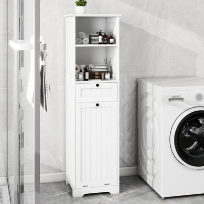 Tilt-Out Laundry Cabinet - White, One Compartment, Drawer, E1 Made, Painted For Enhanced Durability White Sorter With Practical Function , Efficient Organization
