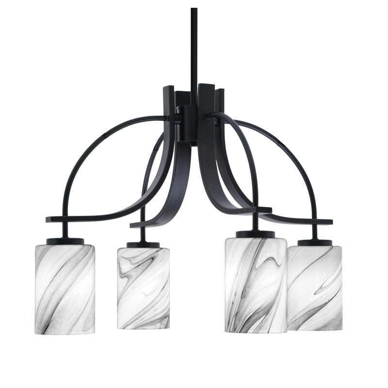 Lustre encastré Cavella, H 15,75 po x l 23,5 po x P 23,5 po, 4, Noir mat