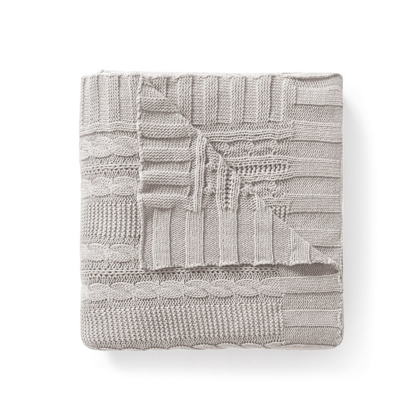 Jeté en tricot torsadé de 50 po x 70 po Dublin, Argent