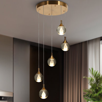 Luminaire suspendu pour îlot de cuisine 5 lumières Chantae
