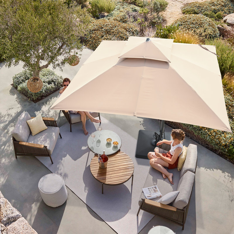 Synn 131'' x 131'' Rectangular Cantilever Umbrella with Crank Lift , Counter Weights Included