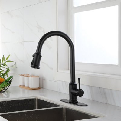 Robinet de cuisine rétractable à poignée simple avec accessoires