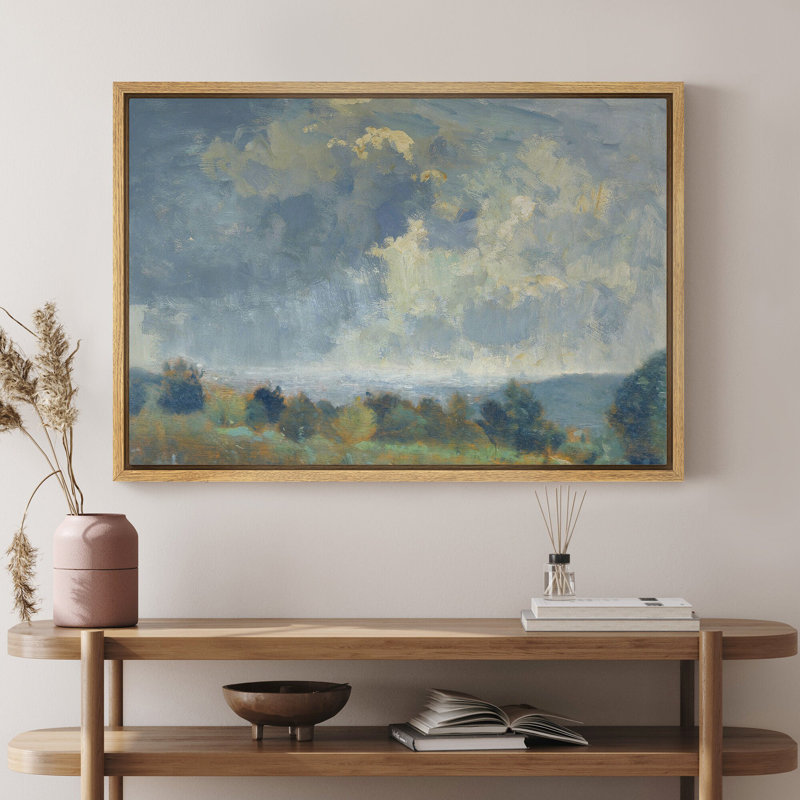 Clouds Cloudy Sky Country Landscape Vintage, Minimalist Modern Farmhouse Wall Pictures, Giclee Canvas Digital Print Framed Wall Art