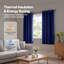  Thick Thermal Blackout Curtains Velvet 46x54 Inch Eyelet Ring Top Blue