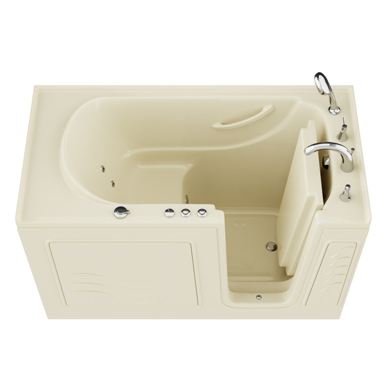 Therapeutic Tubs 30 in. x 60 in. Right Drain Quick Fill Walk-In Whirlpool Tub with Powered Fast Drain in Biscuit, Right