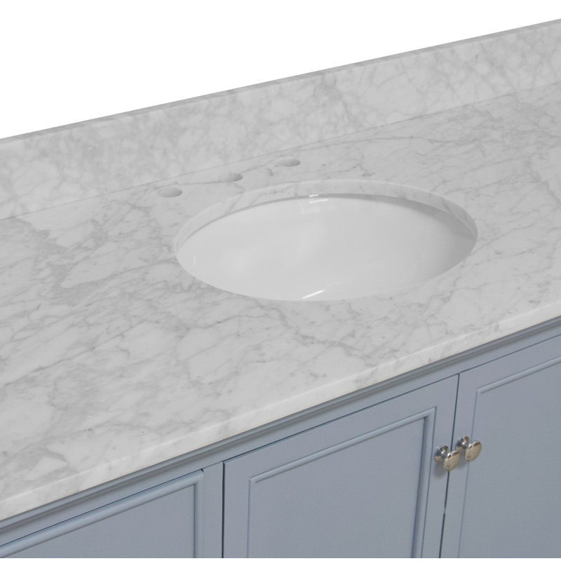 Ensemble de meuble-lavabo simple 60 po Ferdinand, Marbre de Carrare, Bleu poudré