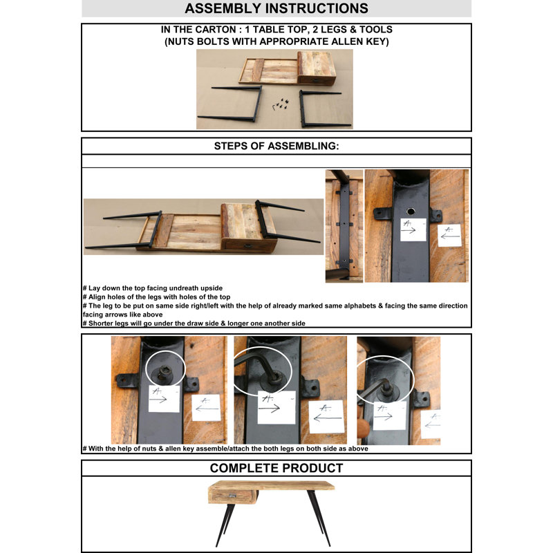 Anuri Natural Wood & Metal Desk