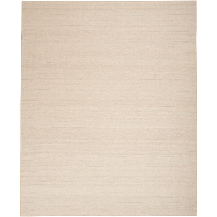 Anerinda Solid Hand Loomed Wool/Cotton Area Rug in Beige