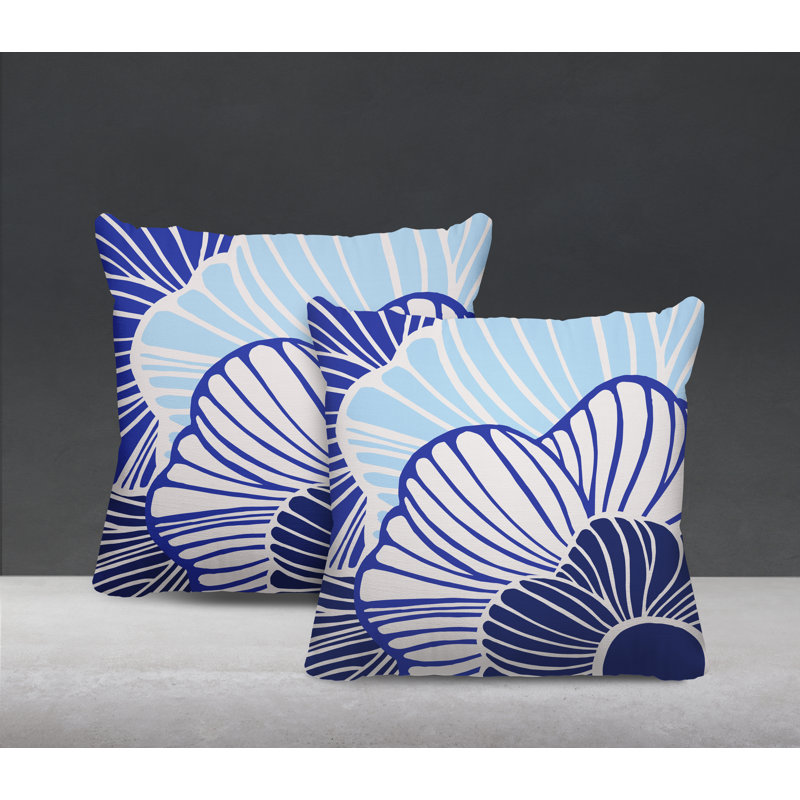 Housse et insert de coussin décoratif intérieur / extérieur en mélange de polyester, L 15 po x H 15 po, Bleu marine