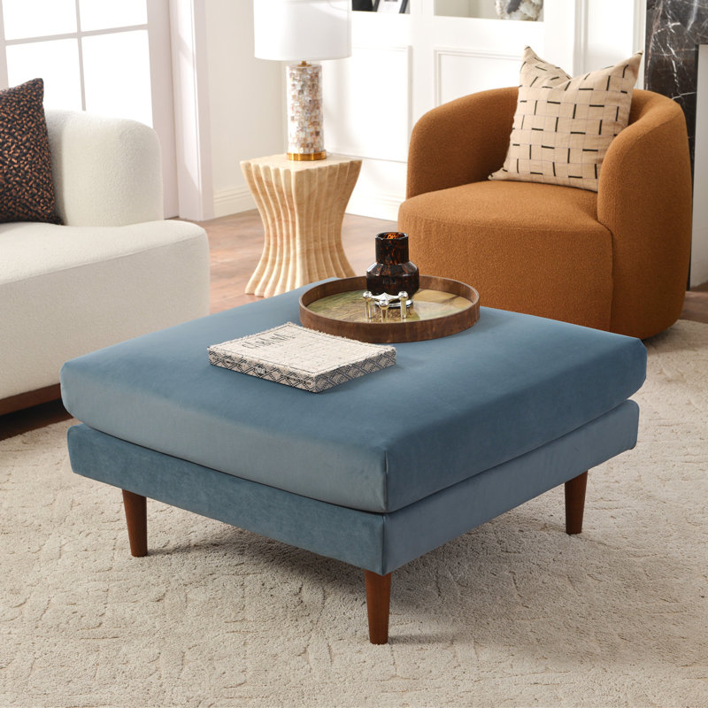 Pouf rembourré Miller 36 po, Bleu, 19" H x 36" W x 36" D