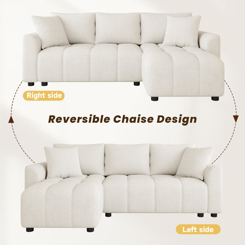 3 Seater Chenille Sofa, Beige