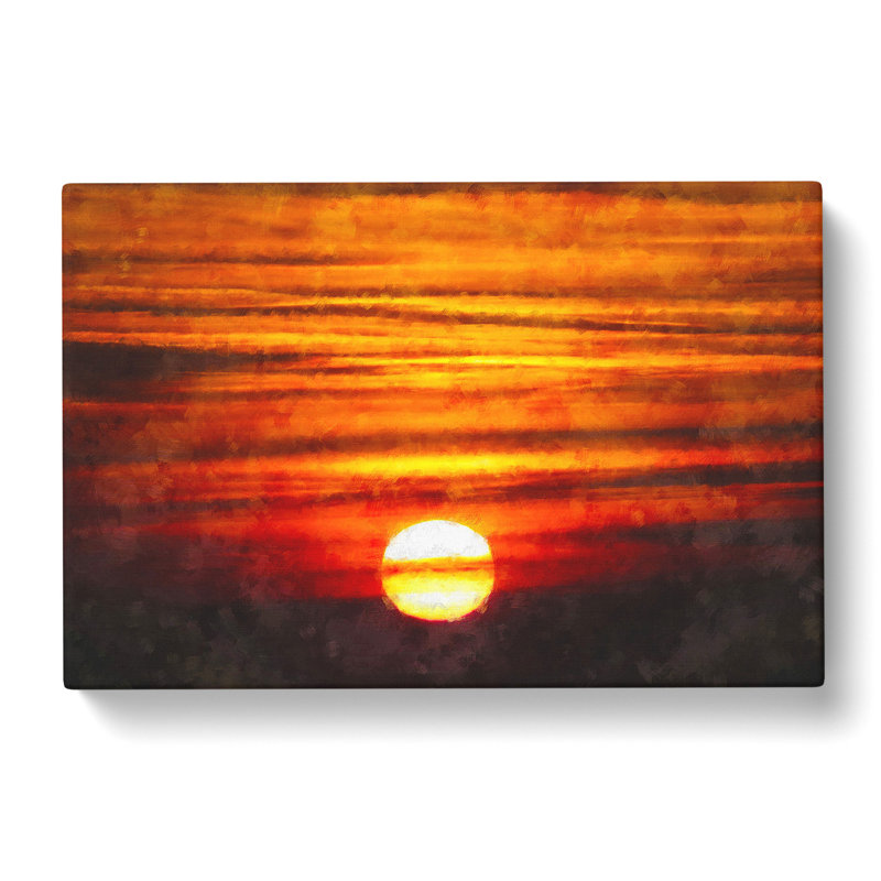 Orange Sunset Painting - Wrapped Canvas, 35cm H x 50cm W x 3cm D