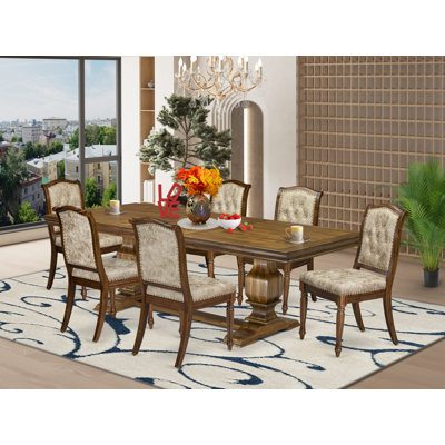 Pieces Kitchen table set includes a Rectangular Dining Table and Polyester Dinner Chairs - (Finish Option).