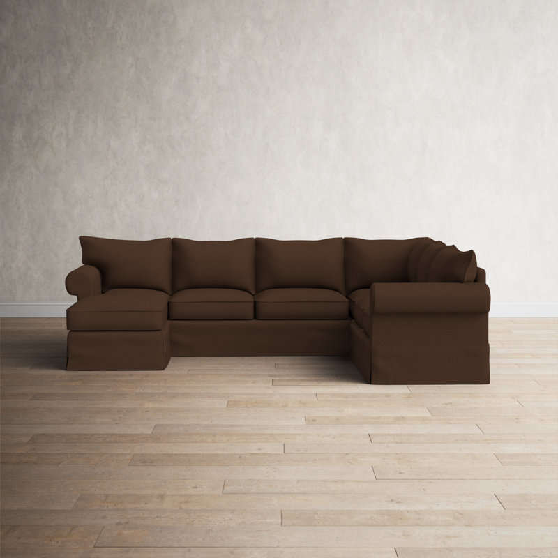 Amari Slipcovered Chaise Sectional, Drusky Navy Sustain® Basketweave, Right Hand Facing