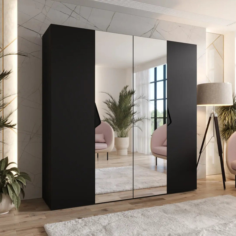 Manufactured Wood Wardrobe, Black